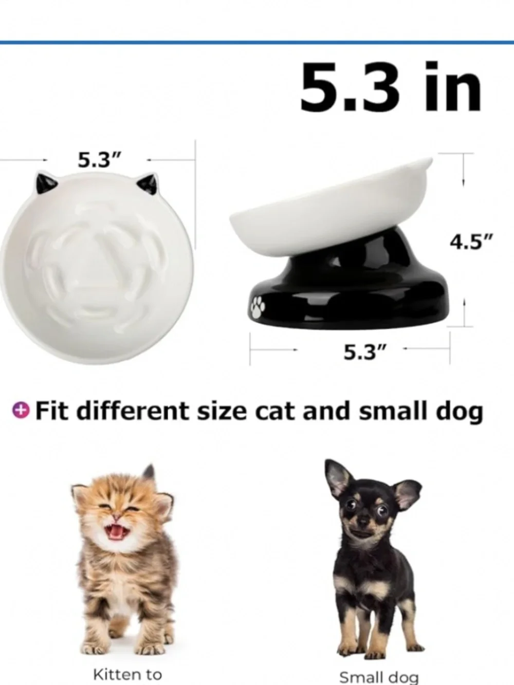 Very Good YHY Ceramic Slow Feeder Cat Bowls Set of 2